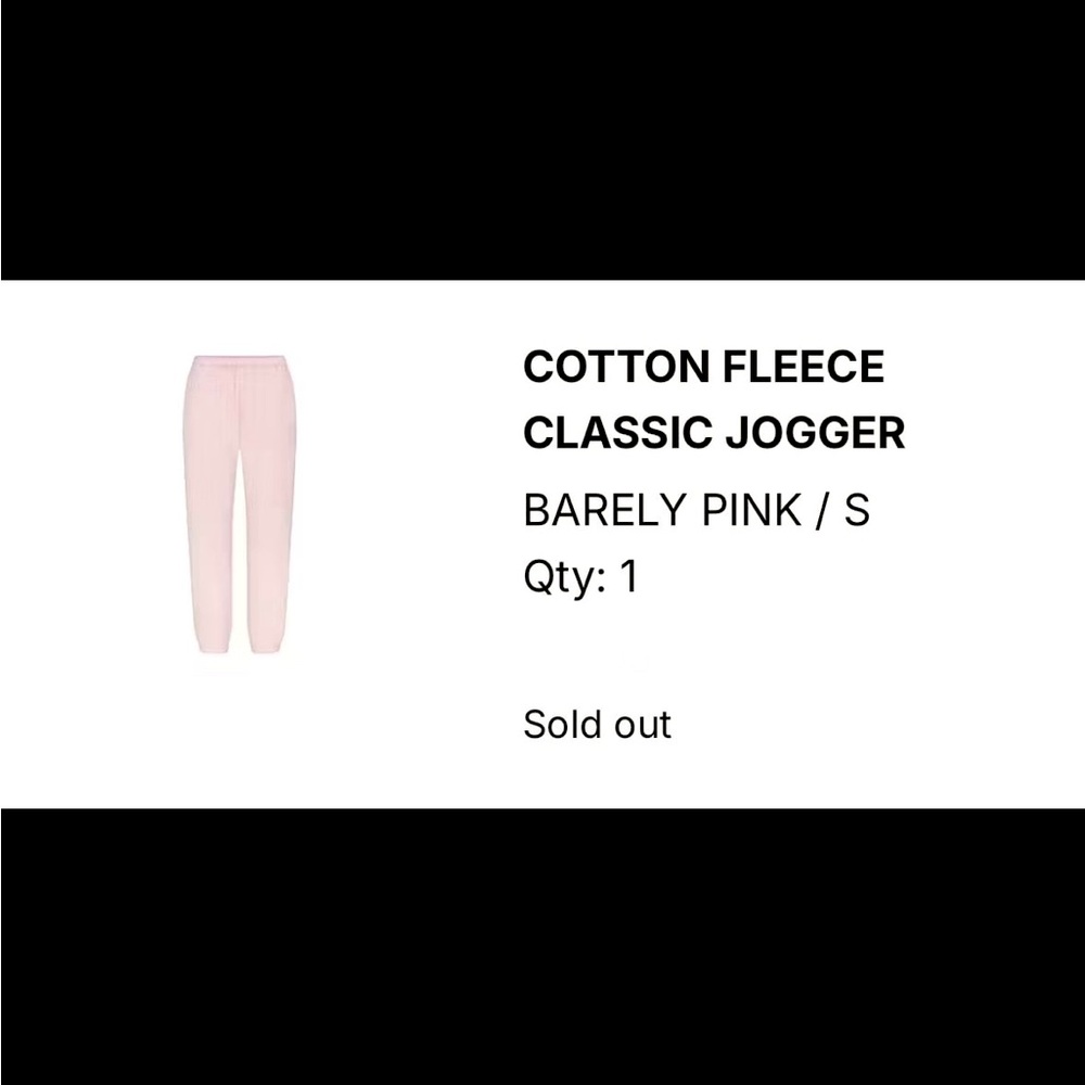 Skims Cotton Fleece Classic Jogger - Barely Pink size Small